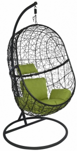 Кресло подвеcное Ecodesign F-09 металл, искусственный ротанг черный, зеленый Фото 1