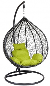 Кресло подвеcное Ecodesign Z-12 металл, искусственный ротанг черный, зеленый Фото 1