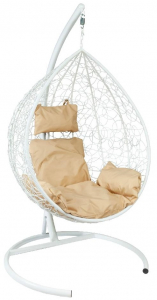 Кресло подвеcное Ecodesign Z-10 (4) сталь, искусственный ротанг белый, бежевый Фото 1