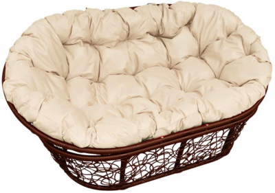 Диван плетеный с подушкой Ecodesign Mamasan металл, искусственный ротанг коричневый, бежевый Фото 2