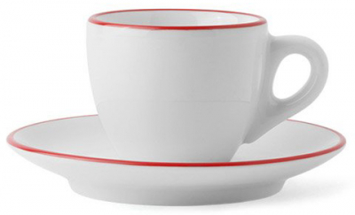 Кофейная пара для эспрессо Ancap Verona Rims фарфор красный, ободок на чашке/блюдце Фото 1