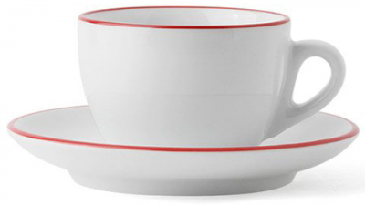 Кофейная пара для капучино Ancap Verona Rims фарфор красный, ободок на чашке/блюдце Фото 1