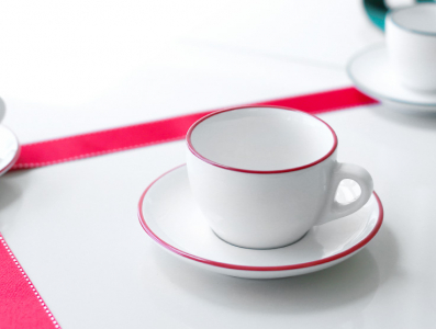 Кофейная пара для капучино Ancap Verona Rims фарфор красный, ободок на чашке/блюдце Фото 7