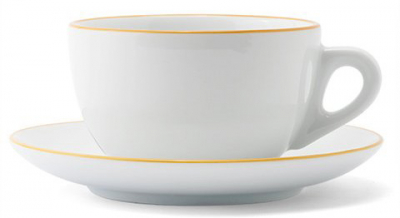 Кофейная пара для латте Ancap Verona Rims фарфор желтый, ободок на чашке/блюдце Фото 1