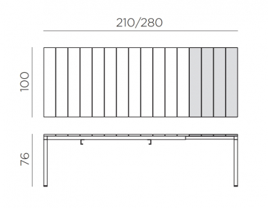 Стол пластиковый раздвижной Nardi Rio 210 Extensibile алюминий, полипропилен тортора Фото 2