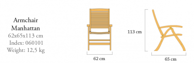 Кресло деревянное складное ACACIA Manhattan массив робинии натуральный Фото 2