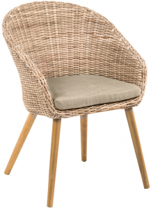 Кресло плетеное с подушкой Azzura Mira акация, искусственный ротанг, ткань натуральный, песочный Фото 1