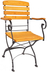 Кресло деревянное 1 ШТ в наличии, ACACIA Maja металл, массив робинии антрацит, натуральный Фото 1