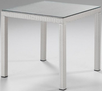 Стол плетеный со стеклом RosaDesign Linear алюминий, искусственный ротанг, закаленное стекло слоновая кость Фото 1
