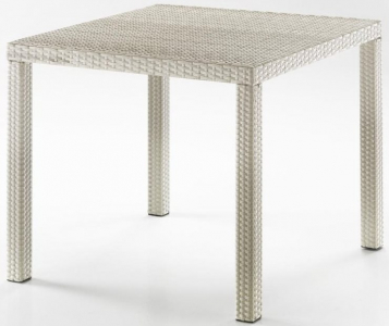 Стол плетеный со стеклом RosaDesign Contract алюминий, искусственный ротанг, закаленное стекло белый Фото 1