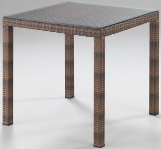 Стол плетеный со стеклом RosaDesign Linear алюминий, искусственный ротанг, закаленное стекло темно-коричневый Фото 1