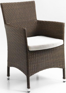Кресло плетеное RosaDesign Clio алюминий, искусственный ротанг, ткань коричневый, белый Фото 1