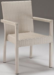 Кресло плетеное RosaDesign Linear алюминий, искусственный ротанг белый Фото 1