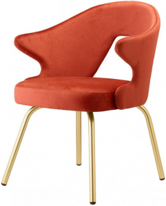 Кресло с обивкой Scab Design You Metal Frame сталь, вельвет золотой, красный Фото 1