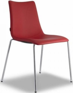 Стул с обивкой Scab Design Zebra Pop 4 legs  сталь, поликарбонат, искусственная кожа хром, красный Фото 1
