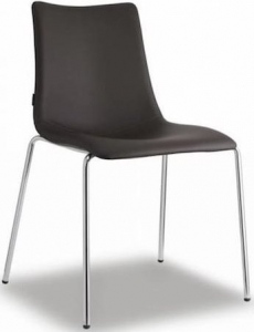Стул с обивкой Scab Design Zebra Pop 4 legs  сталь, поликарбонат, искусственная кожа хром, темно-коричневый Фото 1