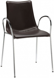 Кресло пластиковое с обивкой Scab Design Zebra Pop сталь, поликарбонат, натуральная кожа хром, коричневый Фото 1