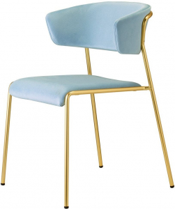 Кресло с обивкой Scab Design Lisa сталь, дерево, вельвет золотой, голубой Фото 1