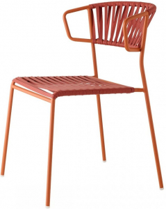 Кресло плетеное Scab Design Lisa Club сталь, ремни ПВХ терракотовый Фото 1
