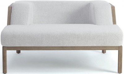 Кресло деревянное лаунж с подушками Ethimo Grand Life мореный тик, роуп, акрил мореный тик, белый Фото 1