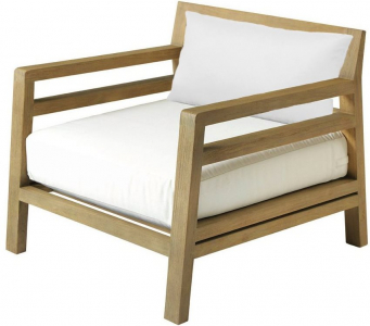 Кресло деревянное с подушками Ethimo Costes тик, акрил натуральный, белый Фото 1