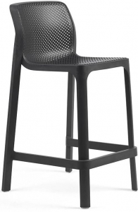 Стул пластиковый полубарный Nardi Net Stool Mini стеклопластик антрацит Фото 1