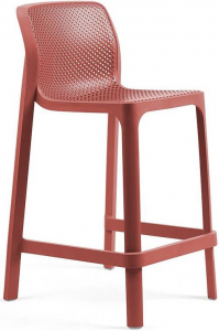 Стул пластиковый полубарный Nardi Net Stool Mini стеклопластик коралловый Фото 1