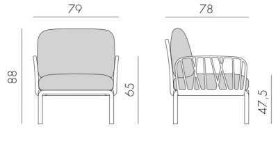 Кресло пластиковое с подушками Nardi Komodo Poltrona стеклопластик, акрил агава, серый Фото 2