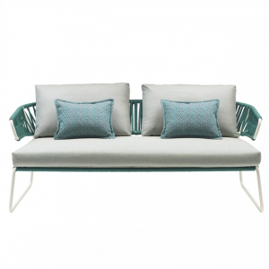 Диван плетеный с подушками Scab Design Lisa Sofa Filo сталь, морской канат, ткань sunbrella лен, ментоловый, лед Фото 4