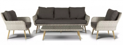 Комплект плетеной мебели 4SIS Прованс алюминий, искусственный ротанг, ткань светло-серый Фото 1