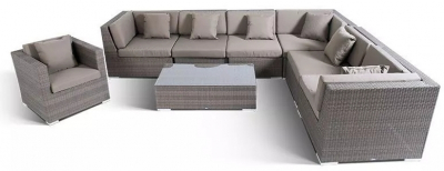 Комплект плетеной мебели 4SIS Беллуно алюминий, искусственный ротанг, ткань серо-коричневый Фото 1