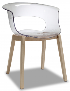 Кресло прозрачное с подушкой Scab Design Natural Miss B Antishock бук, поликарбонат, ткань натуральный бук, прозрачный, серый Фото 3