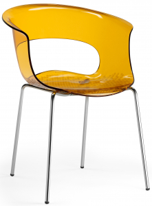 Кресло прозрачное Scab Design Miss B Antishock сталь, поликарбонат хром, прозрачный оранжевый Фото 1