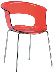 Кресло прозрачное Scab Design Miss B Antishock сталь, поликарбонат хром, прозрачный красный Фото 1