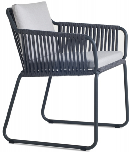 Кресло плетеное с подушками PAPATYA Riva-K алюминий, роуп, Sunbrella антрацит, серый Фото 4