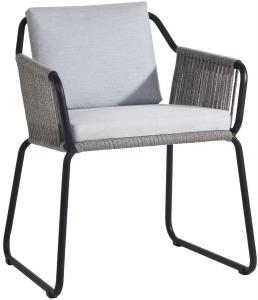 Кресло плетеное с подушками PAPATYA Riva-K алюминий, роуп, Sunbrella антрацит, тортора Фото 1