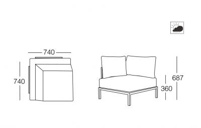 Модуль угловой PAPATYA Slim Stripe Corner Module (B) сталь, батилин антрацит, светло-серый Фото 2