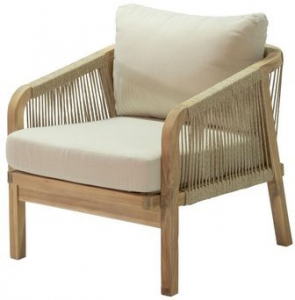 Кресло деревянное с подушками JOYGARDEN Rimini акация, роуп, олефин натуральный, бежевый Фото 1