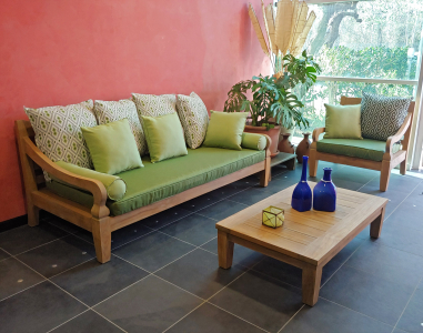 Кресло деревянное с подушками RosaDesign Java тик, ткань Фото 7