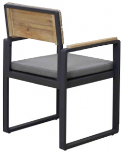 Кресло металлическое с подушкой JOYGARDEN Topa алюминий, массив акации, олефин антрацит, натуральный Фото 2