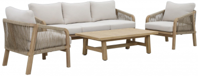 Комплект деревянной мебели JOYGARDEN Rimini L акация, роуп, олефин натуральный, бежевый Фото 1