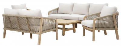 Комплект деревянной мебели JOYGARDEN Rimini XL акация, роуп, олефин натуральный, бежевый Фото 1
