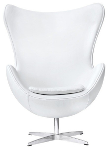 Кресло дизайнерское Beon Egg chair (Arne Jacobsen Style) A219 металл, экокожа белый Фото 1