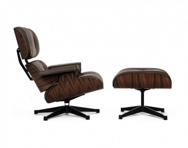 Кресло дизайнерское с оттоманкой Beon A348+A349 (Eames Style Lounge Chair & Ottoman) металл, дерево, натуральная кожа коричневый Фото 2