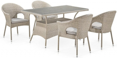 Комплект плетеной мебели Afina T198C/Y79C-W85 4 Pcs Latte сталь, искусственный ротанг, ткань латте Фото 1