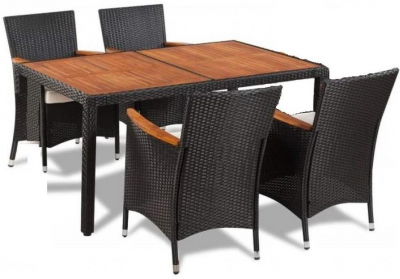 Комплект плетеной мебели Afina AFM-460 Brown сталь, искусственный ротанг, акация, ткань коричневый Фото 1