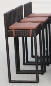 Стул плетеный барный с подушкой Afina Y390A-W63 Brown искусственный ротанг, сталь, ткань коричневый Фото 1