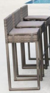 Стул плетеный барный с подушкой Afina Y390G-W78 Grey искусственный ротанг, сталь, ткань серый Фото 1