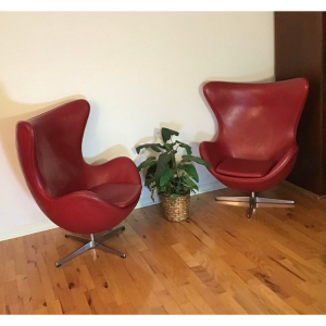 Кресло дизайнерское Beon Egg chair (Arne Jacobsen Style) A219 металл, экокожа красный Фото 4