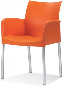 Кресло пластиковое PEDRALI Ice алюминий, стеклопластик оранжевый Фото 1